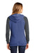 District DT296 Womens Fleece Hooded Sweatshirt Hoodie w/ Pouch Pocket Heather Royal Blue/Charcoal Grey Model Back