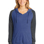 District Womens Fleece Hooded Sweatshirt Hoodie w/ Pouch Pocket - Heather Royal Blue/Charcoal Grey