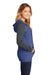 District DT296 Womens Fleece Hooded Sweatshirt Hoodie w/ Pouch Pocket Heather Royal Blue/Charcoal Grey Model Side