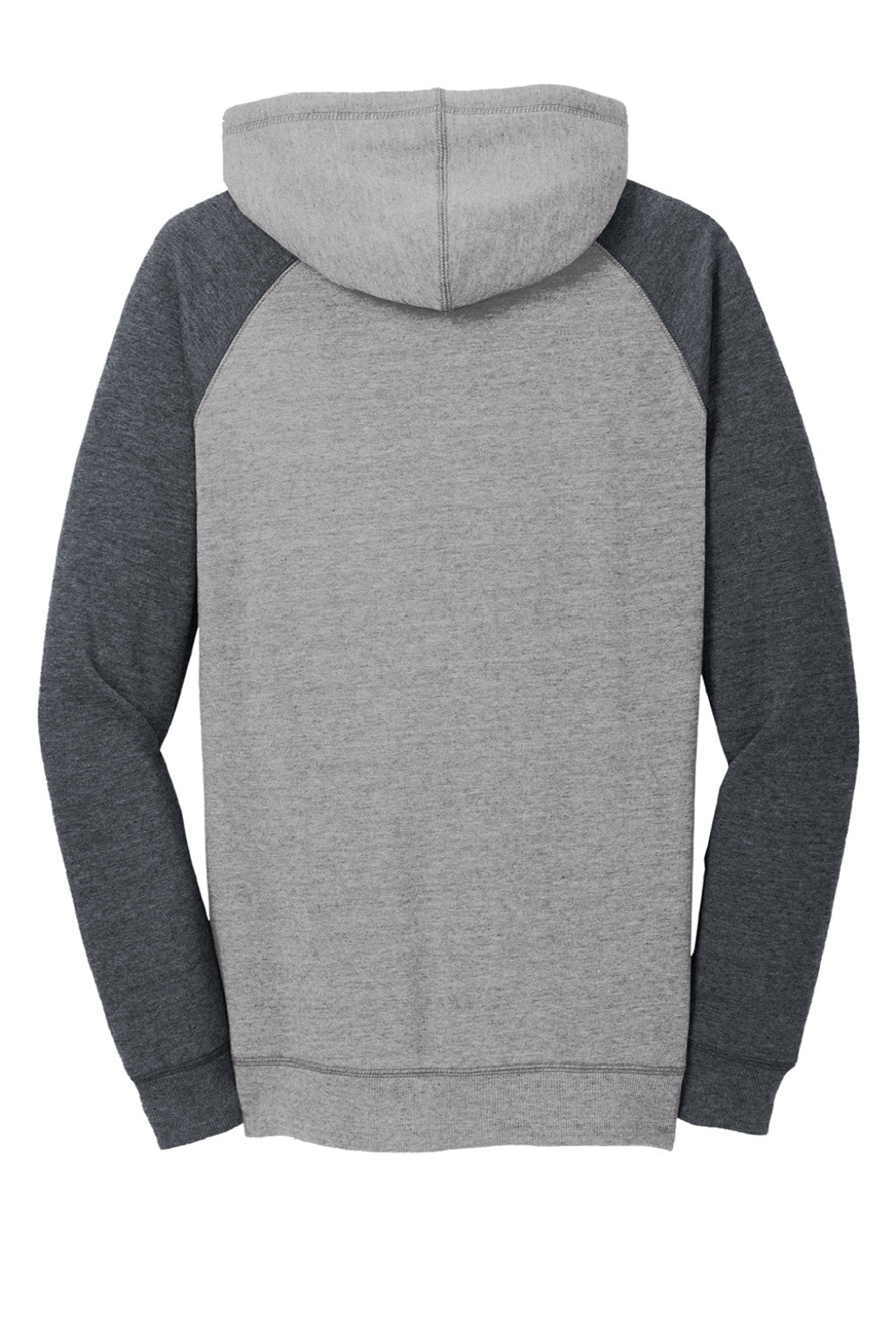 District DT296 Womens Fleece Hooded Sweatshirt Hoodie w/ Pouch Pocket Heather Grey/Charcoal Grey Flat Back