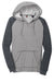 District DT296 Womens Fleece Hooded Sweatshirt Hoodie w/ Pouch Pocket Heather Grey/Charcoal Grey Flat Front