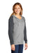 District DT296 Womens Fleece Hooded Sweatshirt Hoodie w/ Pouch Pocket Heather Grey/Charcoal Grey Model 3q