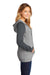 District DT296 Womens Fleece Hooded Sweatshirt Hoodie w/ Pouch Pocket Heather Grey/Charcoal Grey Model Side