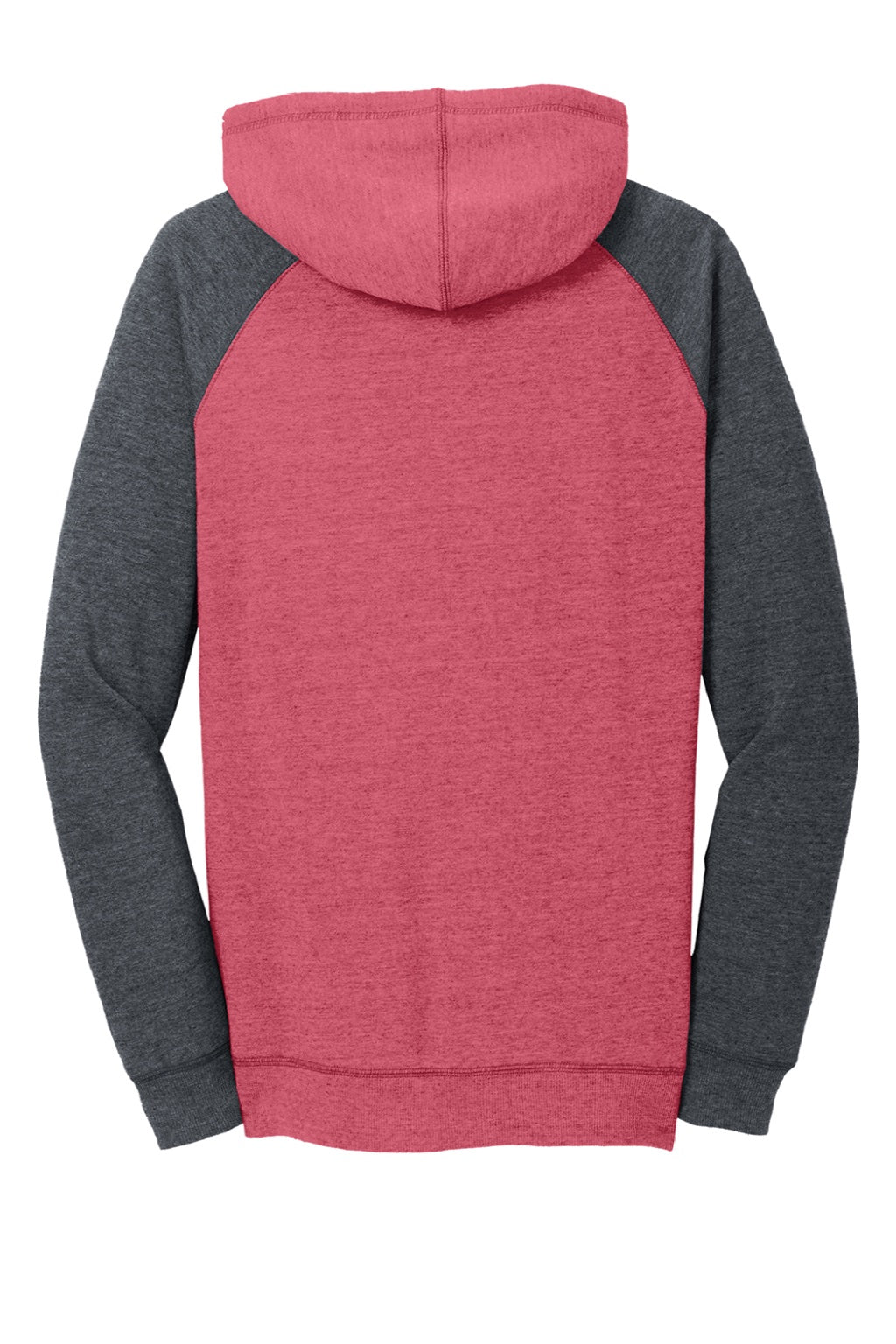 District DT296 Womens Fleece Hooded Sweatshirt Hoodie w/ Pouch Pocket Heather Red/Charcoal Grey Flat Back