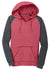 District DT296 Womens Fleece Hooded Sweatshirt Hoodie w/ Pouch Pocket Heather Red/Charcoal Grey Flat Front