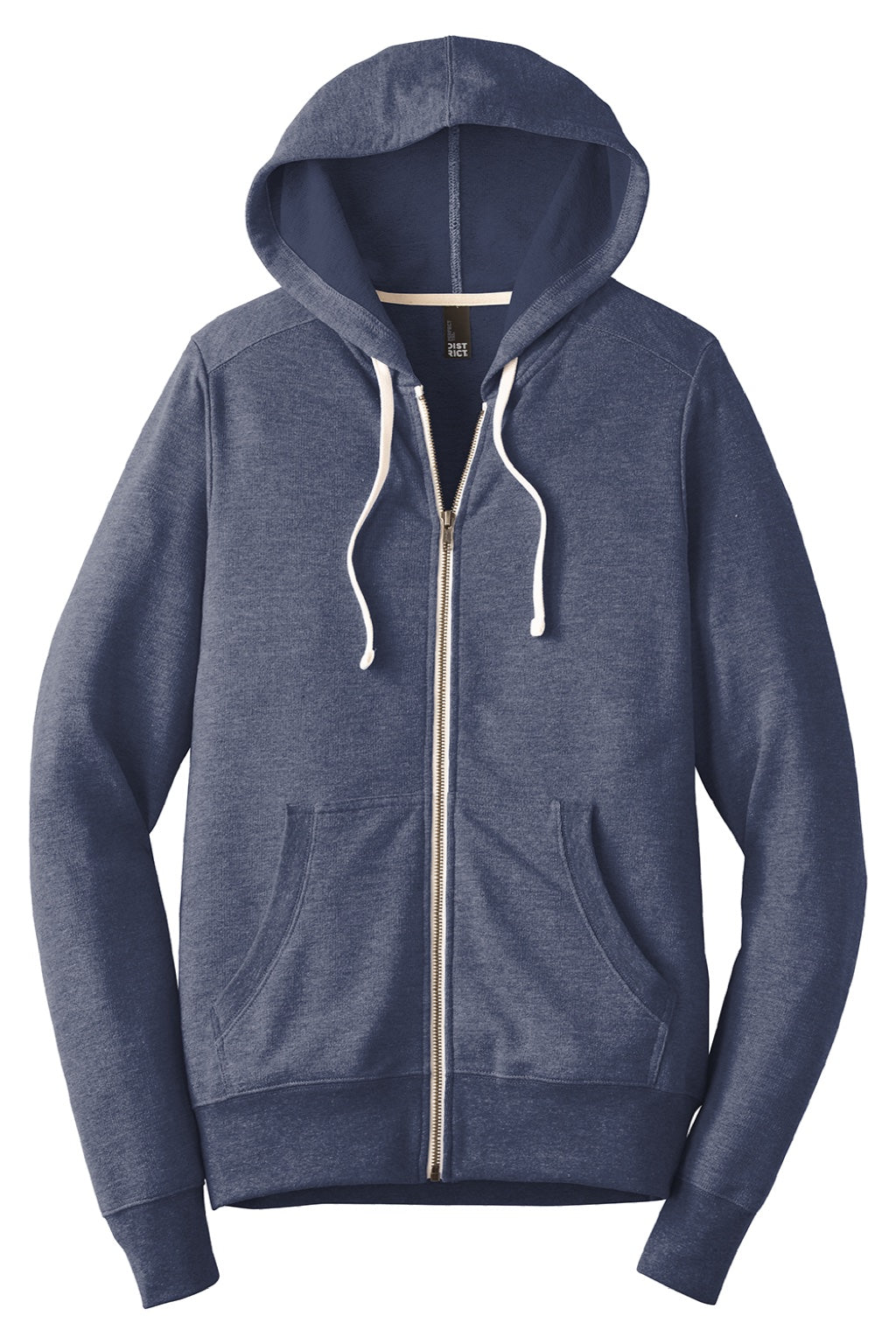 District DT356 Mens Perfect French Terry Full Zip Hooded Sweatshirt Hoodie w/ Pockets New Navy Blue Flat Front