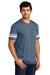 District DT376 Mens Game Short Sleeve Crewneck T-Shirt Heather New Navy Blue/White Model 3q