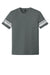 District DT376 Mens Game Short Sleeve Crewneck T-Shirt Heather Charcoal Grey/White Flat Front