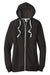 District DT456 Womens Perfect French Terry Full Zip Hooded Sweatshirt Hoodie w/ Pockets Black Flat Front