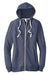 District DT456 Womens Perfect French Terry Full Zip Hooded Sweatshirt Hoodie w/ Pockets New Navy Blue Flat Front