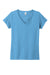 District DT5002 Womens The Concert Short Sleeve V-Neck T-Shirt Aquatic Blue Flat Front