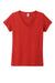 District DT5002 Womens The Concert Short Sleeve V-Neck T-Shirt New Red Flat Front