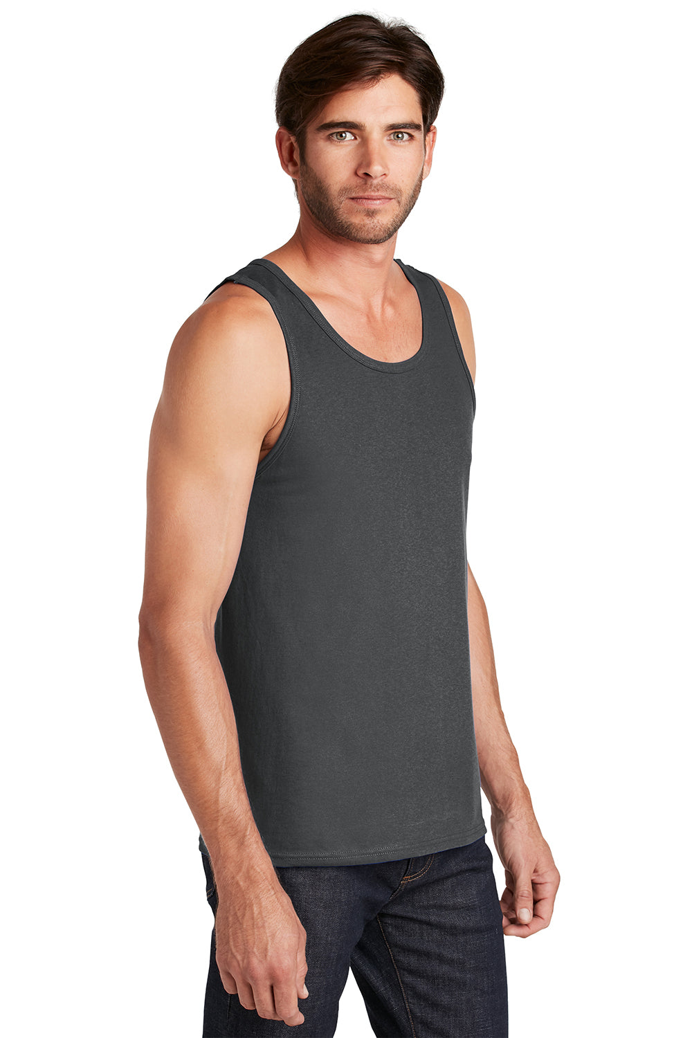 District DT5300 Mens The Concert Tank Top Charcoal Grey Model 3q