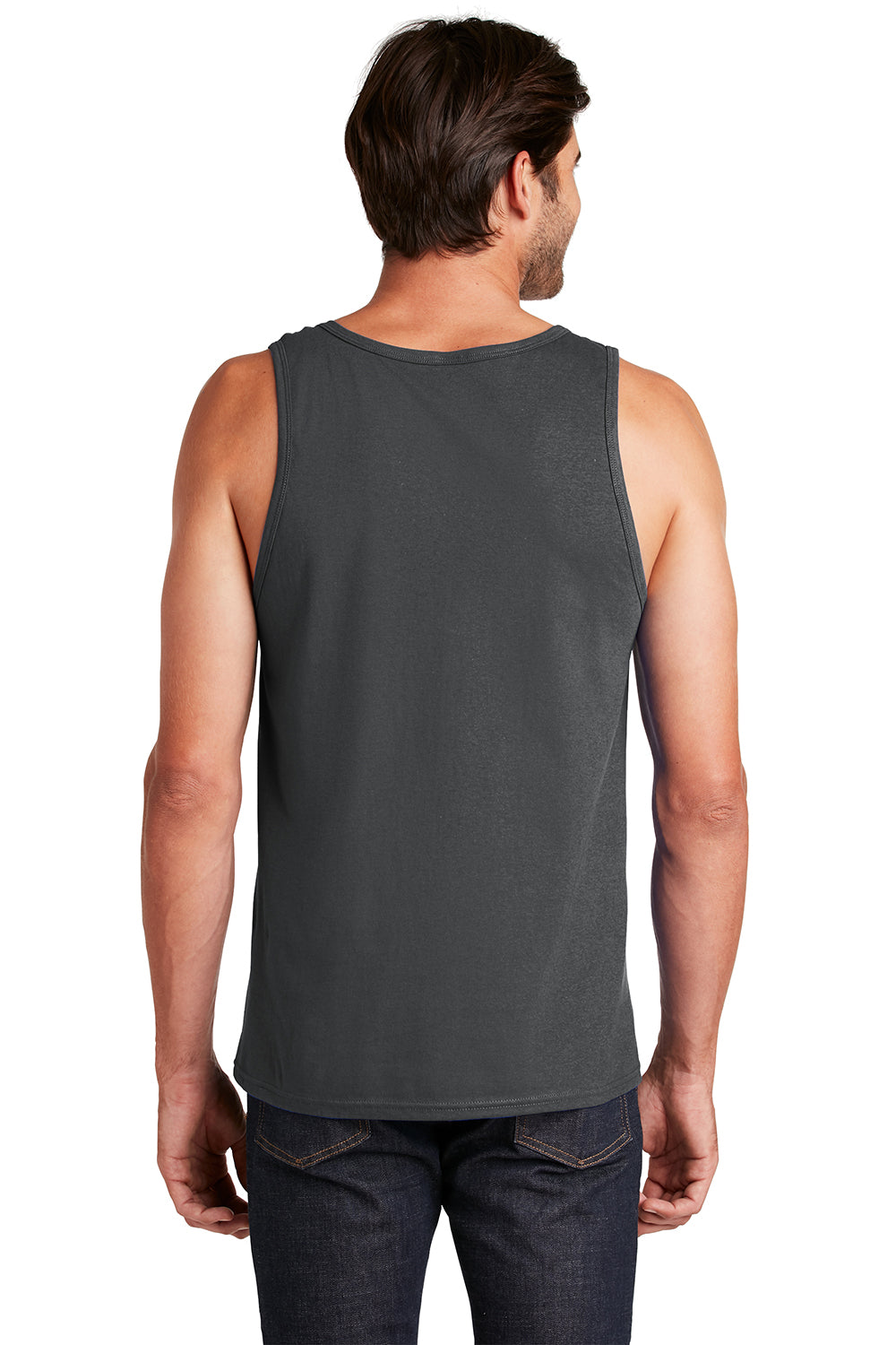 District DT5300 Mens The Concert Tank Top Charcoal Grey Model Back