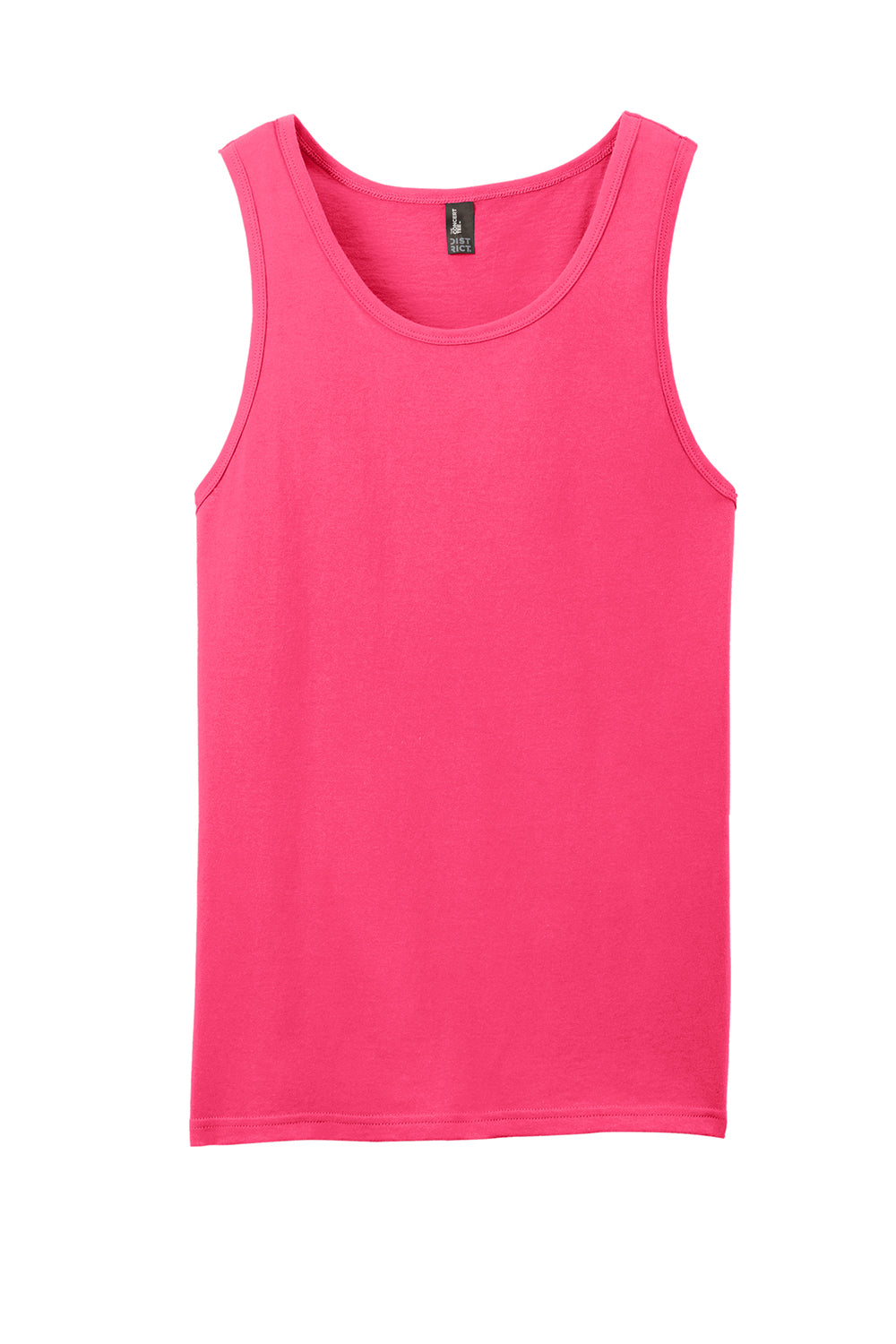 District DT5300 Mens The Concert Tank Top Neon Pink Flat Front