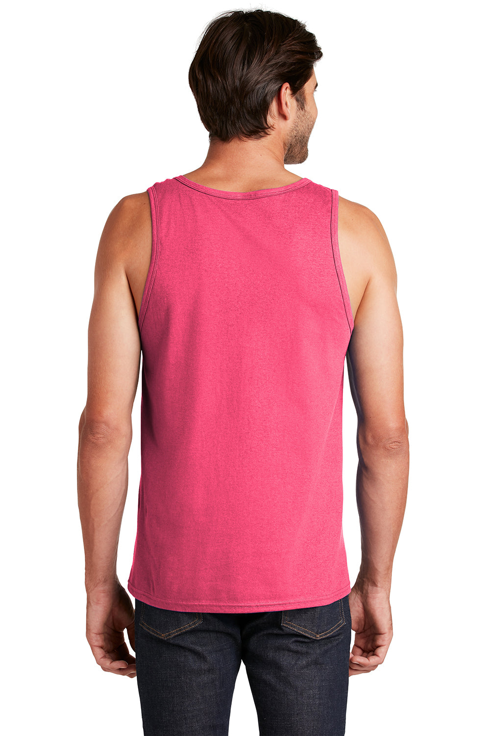 District DT5300 Mens The Concert Tank Top Neon Pink Model Back