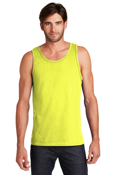 District DT5300 Mens The Concert Tank Top Neon Yellow Model Front