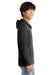 District DT565 Mens Medal Full Zip Hooded Sweatshirt Hoodie w/ Pockets Black Model Side