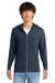 District DT565 Mens Medal Full Zip Hooded Sweatshirt Hoodie w/ Pockets New Navy Blue Model Front