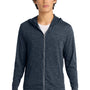 District Mens Medal Full Zip Hooded Sweatshirt Hoodie w/ Pockets - New Navy Blue