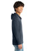 District DT565 Mens Medal Full Zip Hooded Sweatshirt Hoodie w/ Pockets New Navy Blue Model Side