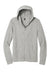 District DT565 Mens Medal Full Zip Hooded Sweatshirt Hoodie w/ Pockets Light Grey Flat Front