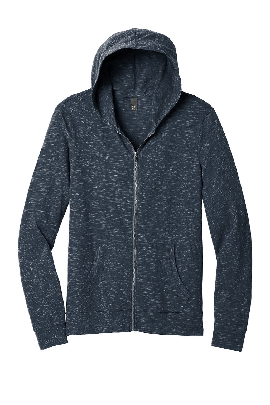 District DT565 Mens Medal Full Zip Hooded Sweatshirt Hoodie w/ Pockets New Navy Blue Flat Front