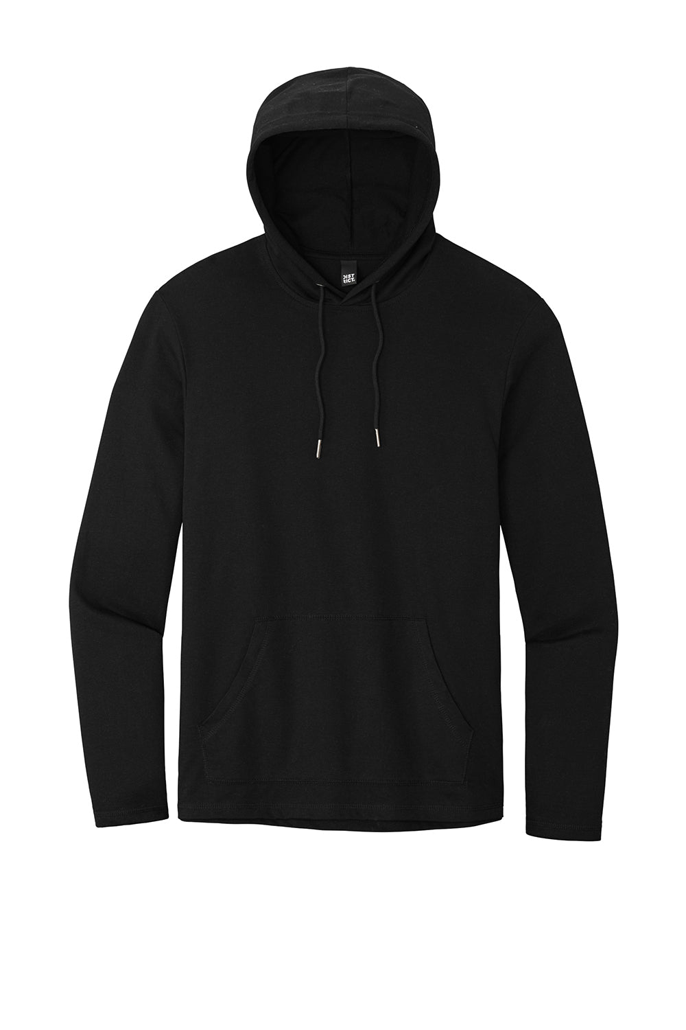District DT571 Mens French Terry Hooded T-Shirt Hoodie Black Flat Front