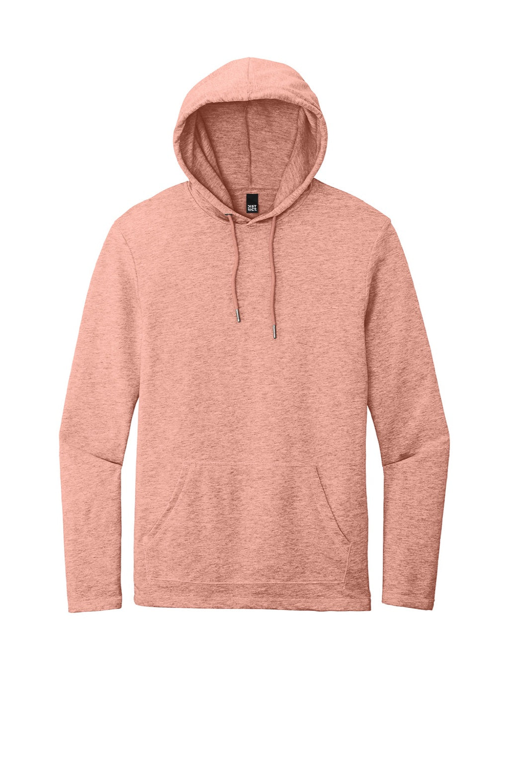 District DT571 Mens French Terry Hooded T-Shirt Hoodie Heather Nostalgia Rose Flat Front