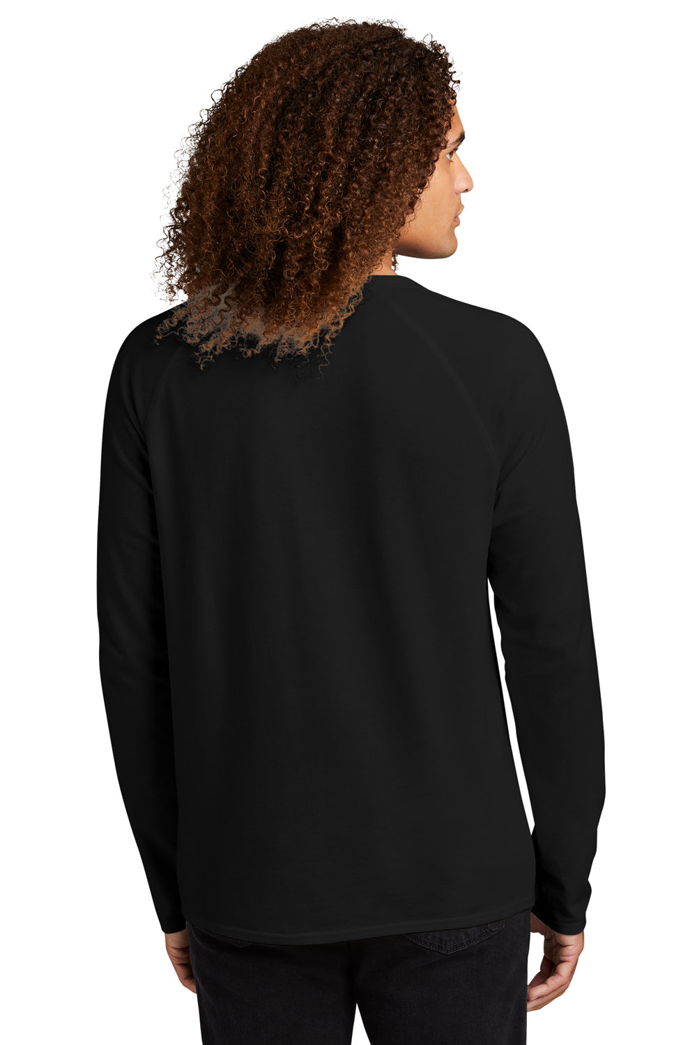 District DT572 Mens French Terry Crewneck Sweatshirt Black Model Back