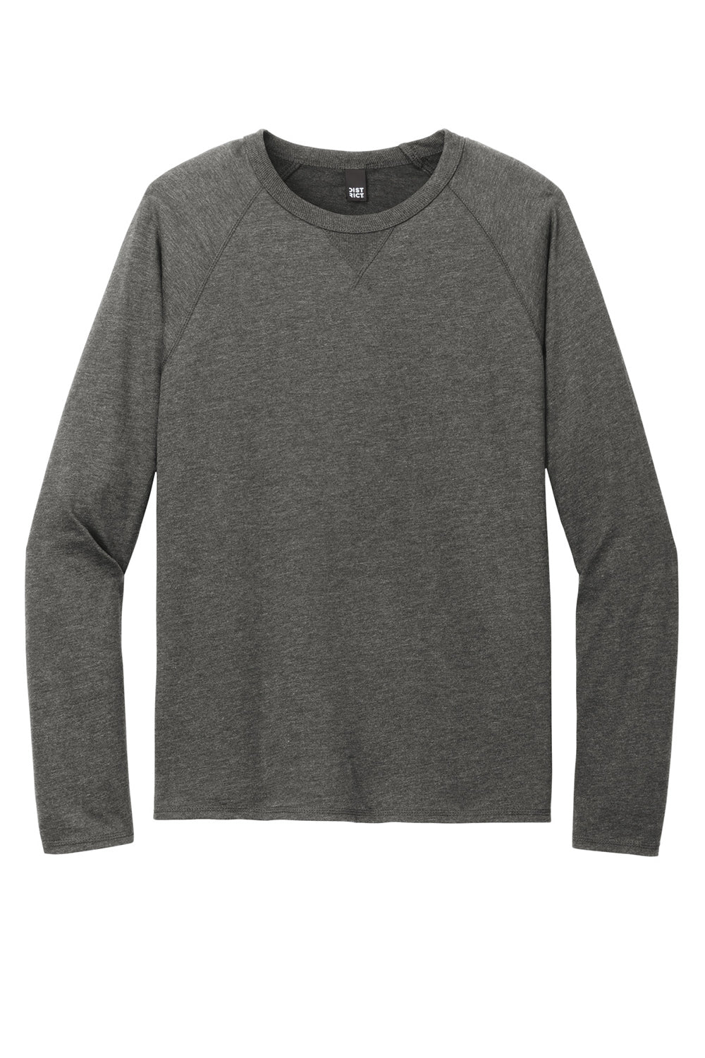 District DT572 Mens French Terry Crewneck Sweatshirt Washed Coal Grey Flat Front