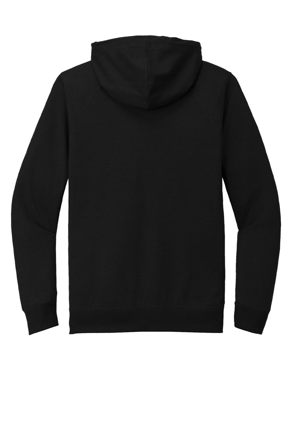 District DT573 Mens French Terry Full Zip Hooded Sweatshirt Hoodie w/ Pockets Black Flat Back