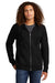 District DT573 Mens French Terry Full Zip Hooded Sweatshirt Hoodie w/ Pockets Black Model Front