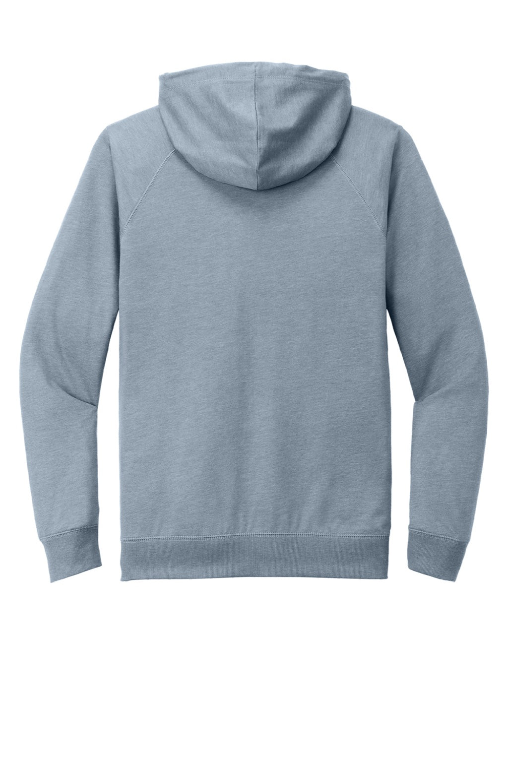 District DT573 Mens French Terry Full Zip Hooded Sweatshirt Hoodie w/ Pockets Heather Flint Blue Flat Back