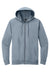 District DT573 Mens French Terry Full Zip Hooded Sweatshirt Hoodie w/ Pockets Heather Flint Blue Flat Front