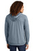 District DT573 Mens French Terry Full Zip Hooded Sweatshirt Hoodie w/ Pockets Heather Flint Blue Model Back