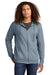 District DT573 Mens French Terry Full Zip Hooded Sweatshirt Hoodie w/ Pockets Heather Flint Blue Model Front