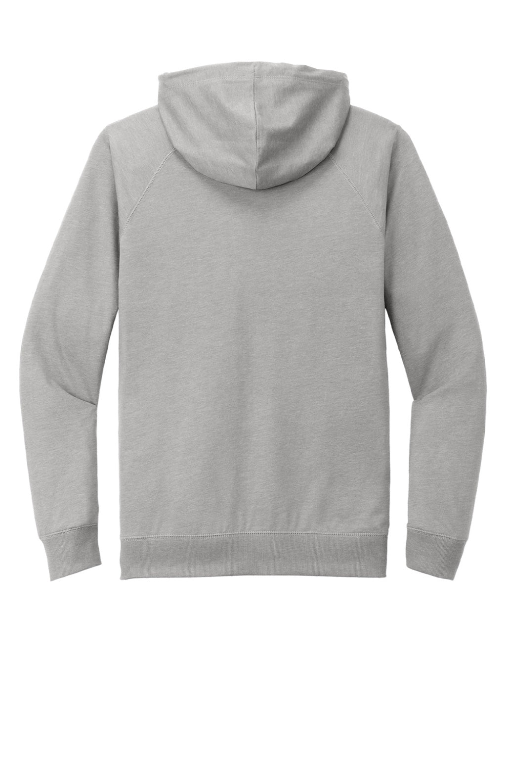District DT573 Mens French Terry Full Zip Hooded Sweatshirt Hoodie w/ Pockets Heather Light Grey Flat Back