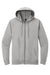 District DT573 Mens French Terry Full Zip Hooded Sweatshirt Hoodie w/ Pockets Heather Light Grey Flat Front
