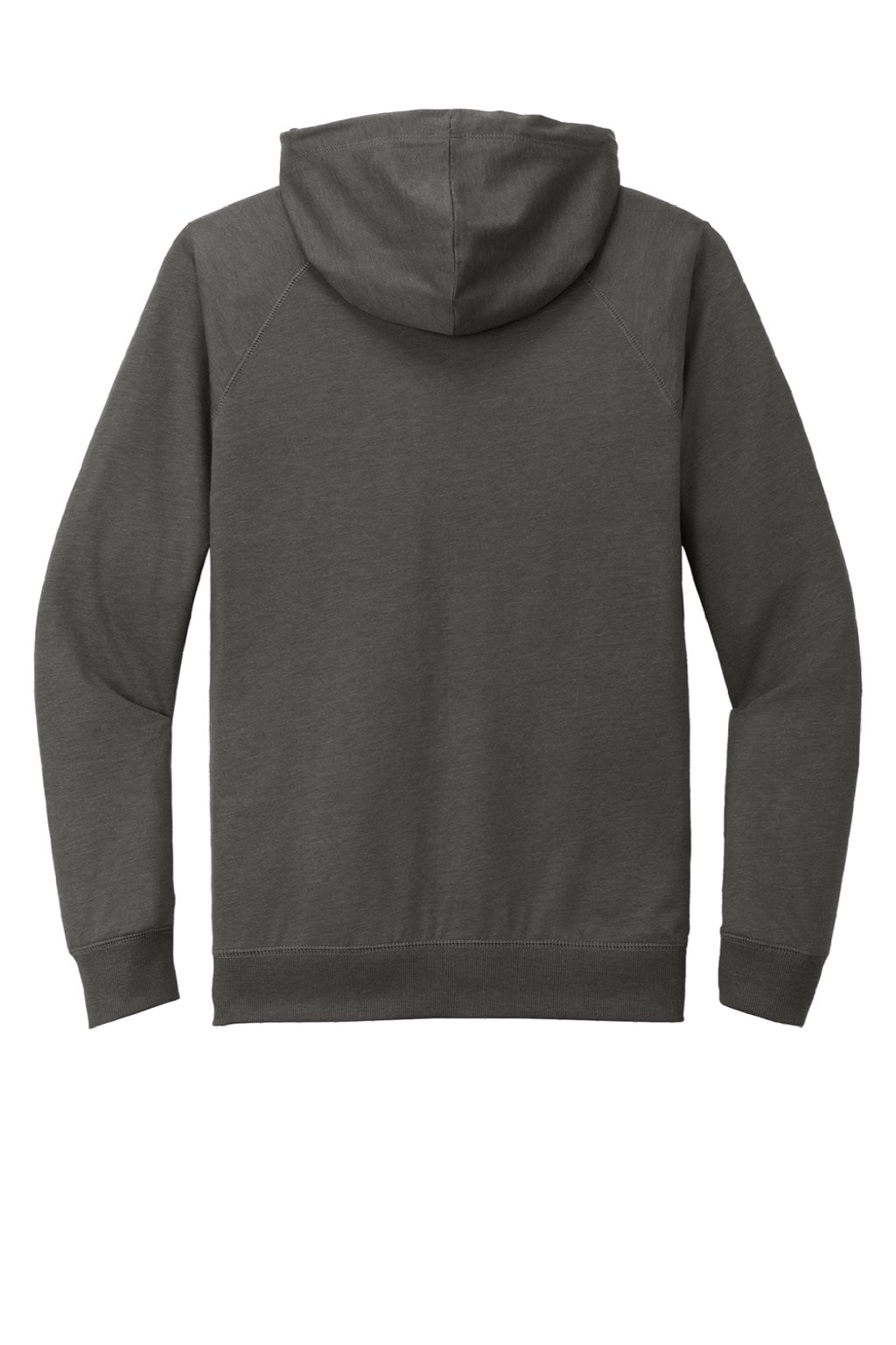 District DT573 Mens French Terry Full Zip Hooded Sweatshirt Hoodie w/ Pockets Washed Coal Grey Flat Back