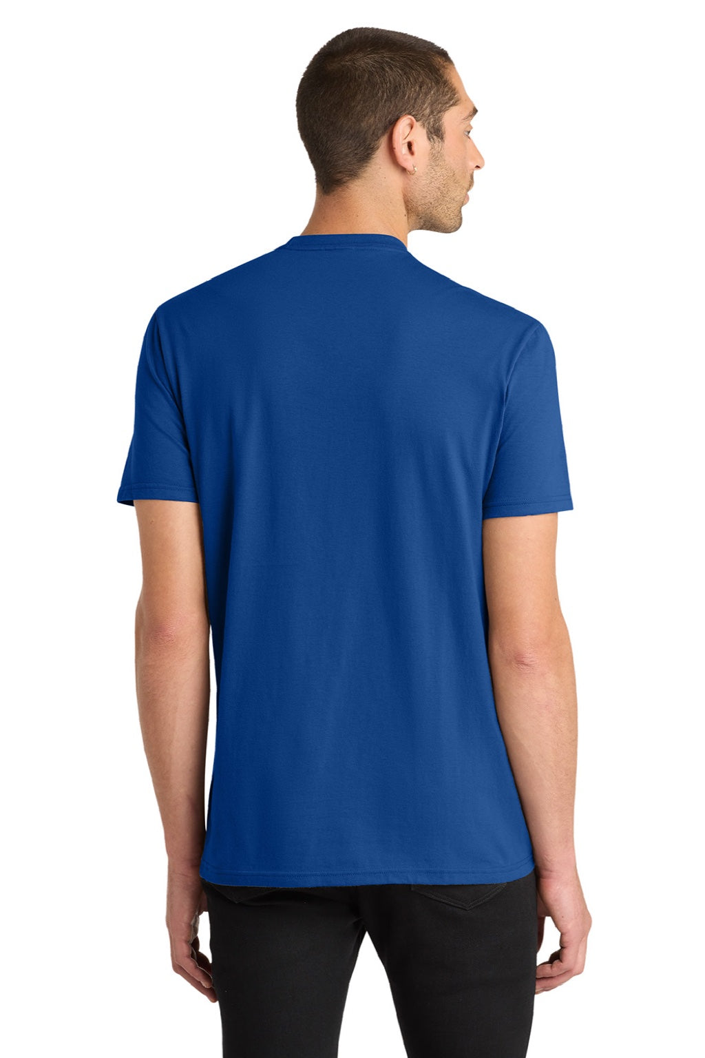 District DT6000 Mens Very Important Short Sleeve Crewneck T-Shirt Dark Royal Blue Model Back