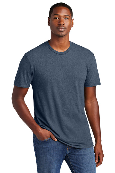 District DT6000 Mens Very Important Short Sleeve Crewneck T-Shirt Heather Navy Blue Model Front