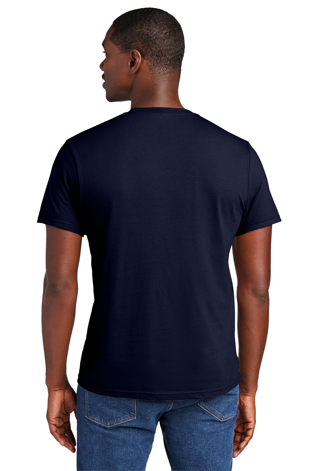 District DT6000 Mens Very Important Short Sleeve Crewneck T-Shirt New Navy Blue Model Back