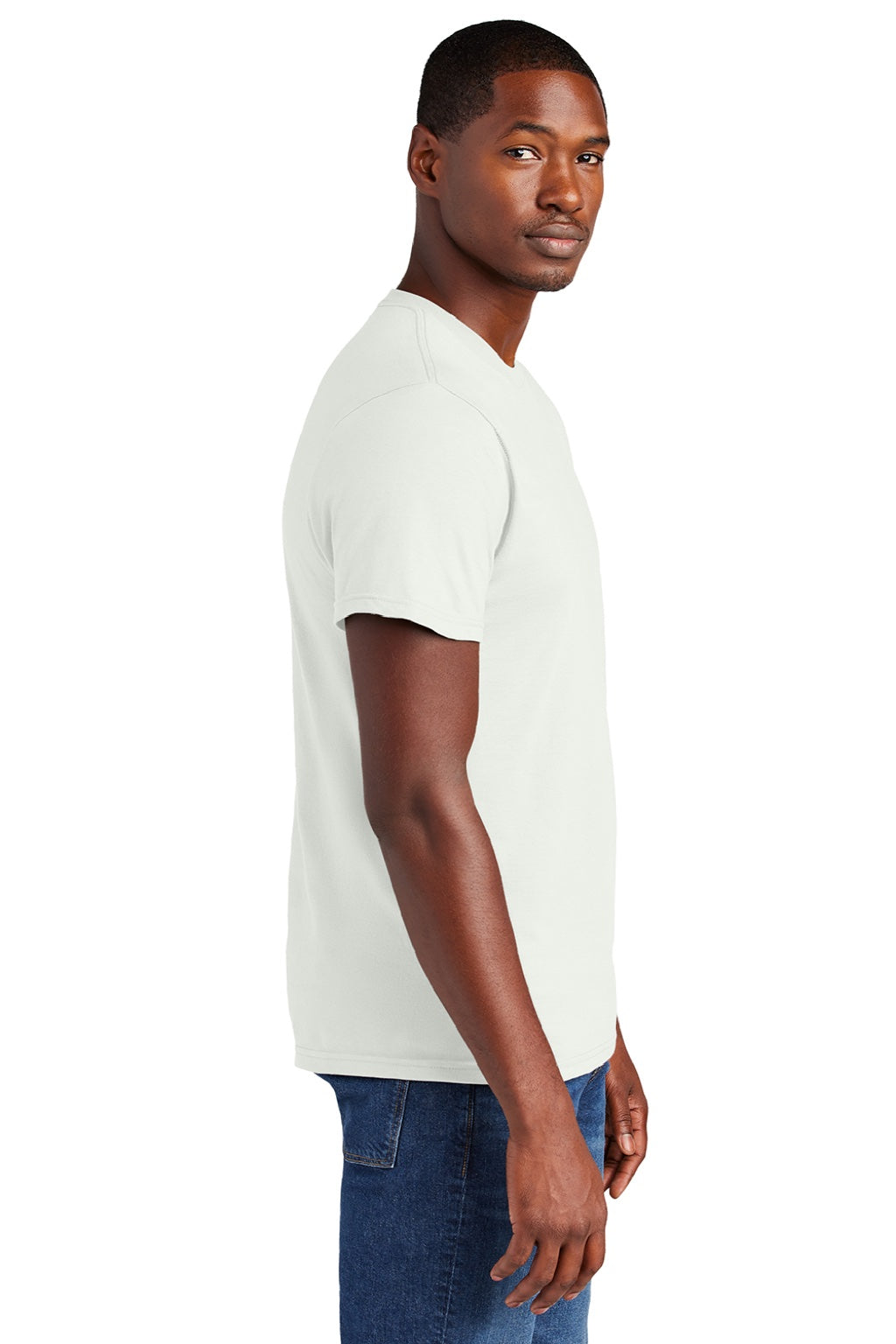 District DT6000 Mens Very Important Short Sleeve Crewneck T-Shirt White Smoke Model Back