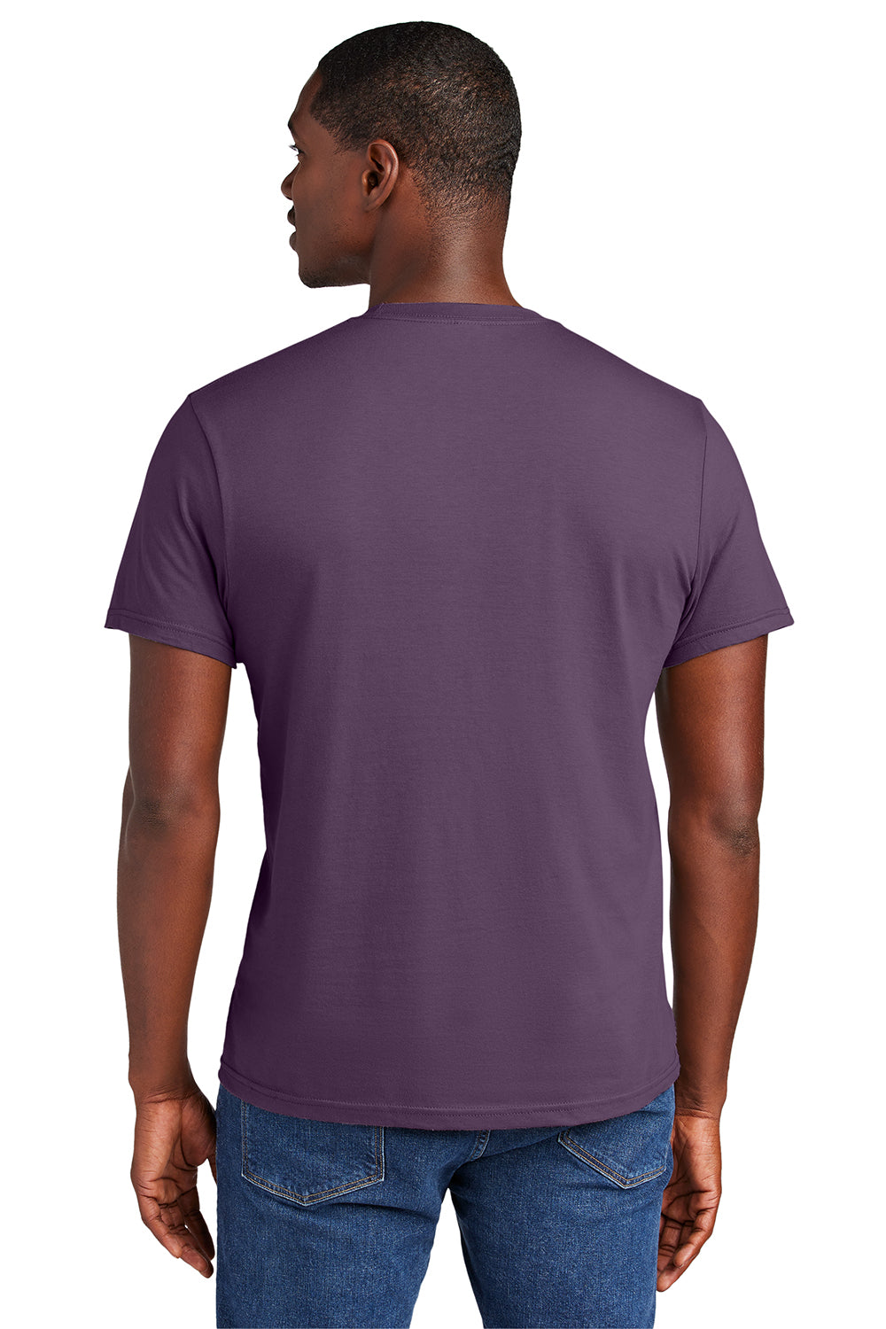 District DT6000 Mens Very Important Short Sleeve Crewneck T-Shirt Eggplant Purple Model Back