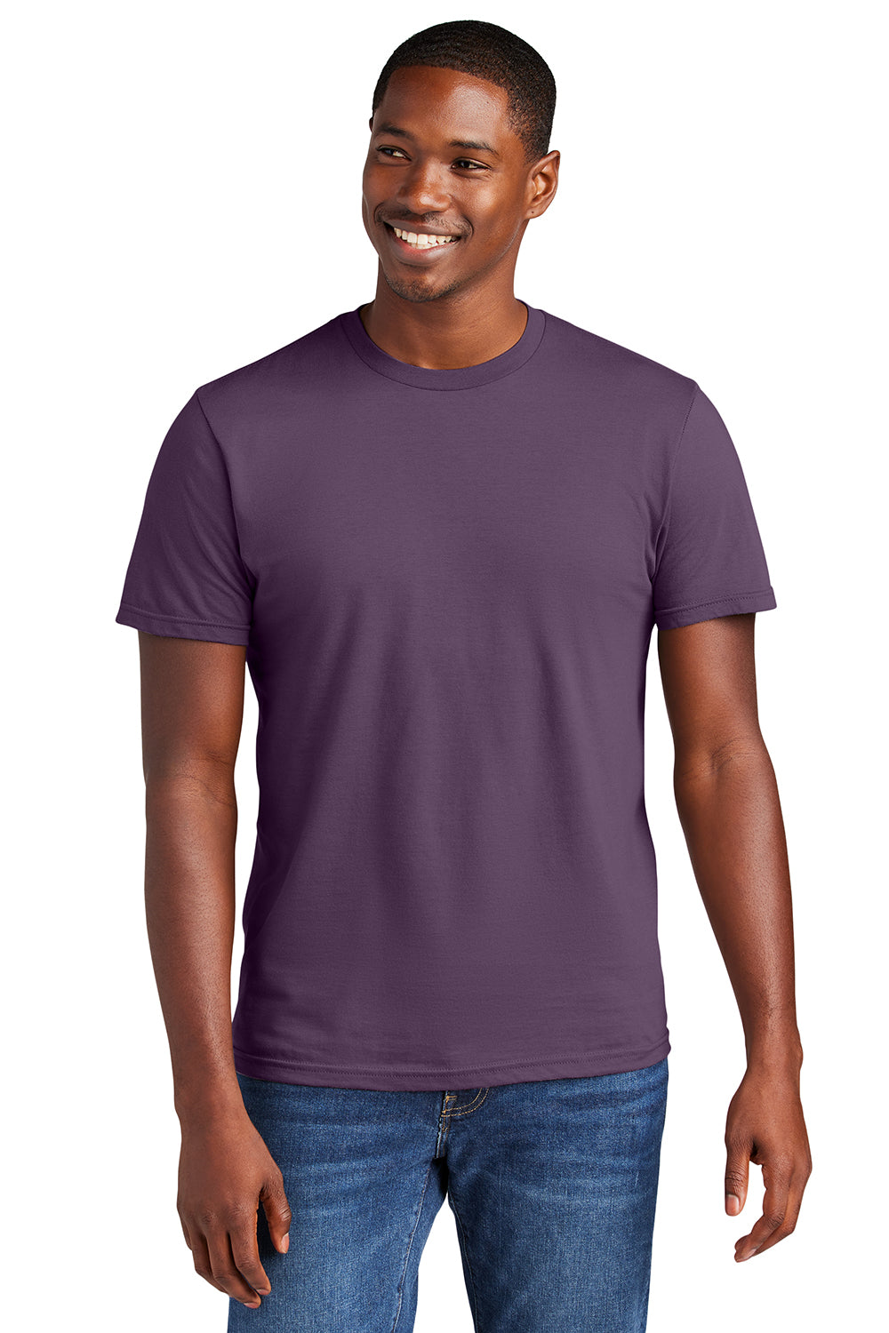 District DT6000 Mens Very Important Short Sleeve Crewneck T-Shirt Eggplant Purple Model Front
