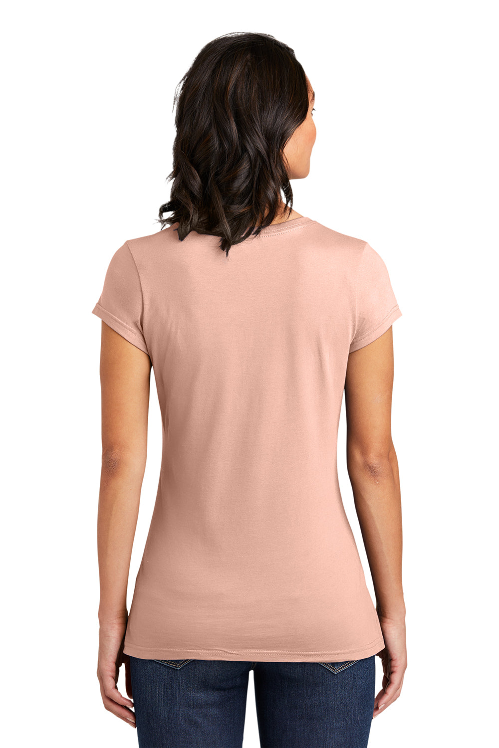 District DT6001 Womens Very Important Short Sleeve Crewneck T-Shirt Dusty Peach Model Back