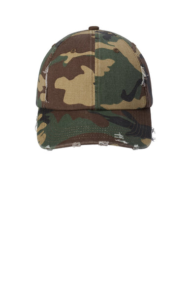 District Hats DT600 Mens Adjustable Hat Military Camo Flat Front