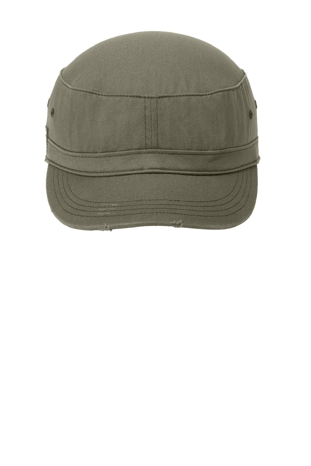 District Hats DT605 Mens Distressed Adjustable Military Hat Olive Green Flat Front