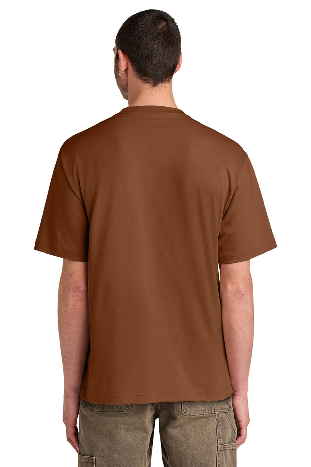 District DT6065 Mens Very Important Short Sleeve Crewneck T-Shirt Baked Clay Brown Model Back